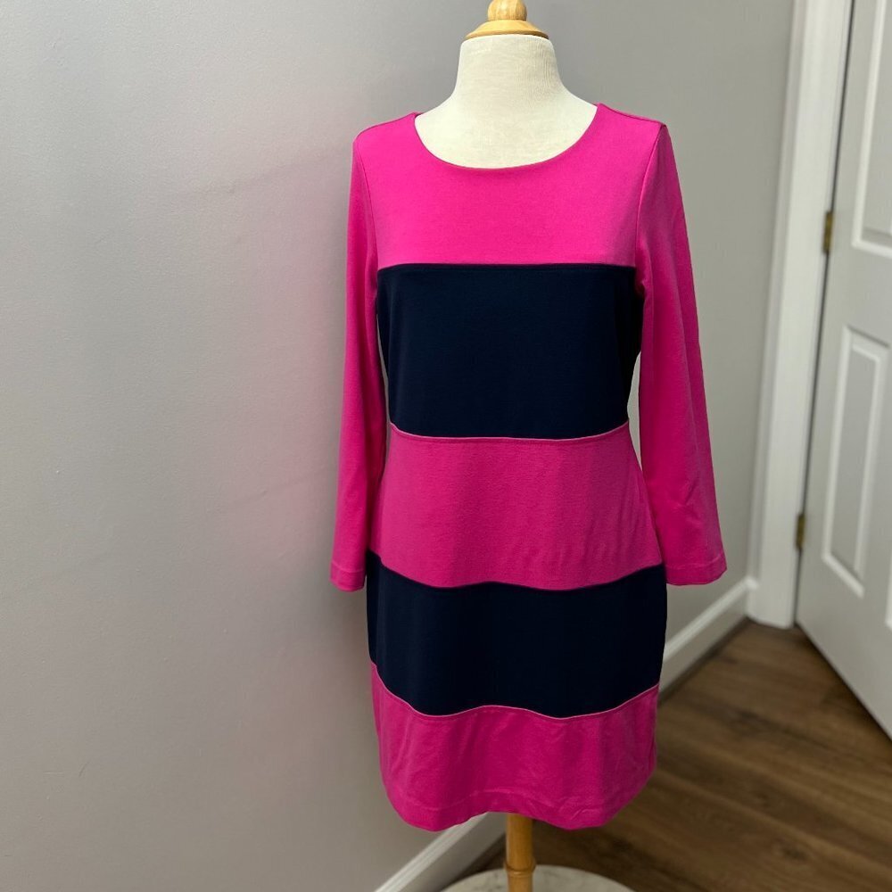 Vineyard Vines Striped Dress in Pink and Navy Sz  14